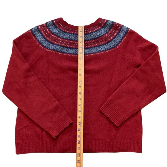 VTG Eddie Bauer LG 100% Lambswool Sweater Fair Isle Nordic Preppy Red Ski Winter - Picture 7 of 7